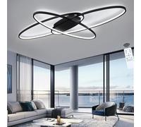 LIUYU Lampara Techo Salon Moderna Regulable 3000K-6500K - Plafón LED Ovalado Negro 130x85 cm, 95W, 8500LM - Para Salón, Dormitorio, Cocina