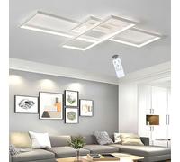 LIUYU LamparaTecho Salon Moderna, L140cm 95W, Plafon LED Techo Regulable con Control Remote, Rectangular Aluminio, (Blanco)