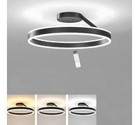 LIUYU Plafon LED Techo Moderna, Negro, Redondo, 68W, 2 - LED Lampara Techo Regulable, Redonda Lámpara de Techo con Control Remoto, Lampara de Techo Salon Circular 60 cm 23.6 in