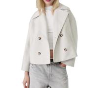 LIUYUYOUGO Abrigo Corto De Lana Para Mujer Estilo Marinero Chaqueta Corta Extragrande Solapa Con Muesca Gabardina De Lana Cruzada Con Bolsillos Abrigos Elegantes E Informales Para Otoño E Invierno.
