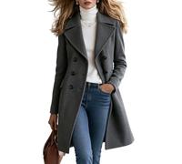 LIUYUYOUGO Abrigo Cruzado De Mujer Mezcla De Lana Solapa De Muesca Abrigo De Estilo Marinero Elegante Sastre Largo Medio Chaqueta De Invierno Con Bolsillos Para El Trabajo La Oficina Y Ocasiones Inf