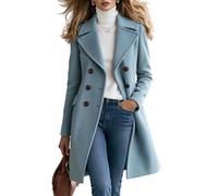 LIUYUYOUGO Abrigo Cruzado De Mujer Mezcla De Lana Solapa De Muesca Abrigo De Estilo Marinero Elegante Sastre Largo Medio Chaqueta De Invierno Con Bolsillos Para El Trabajo La Oficina Y Ocasiones Inf
