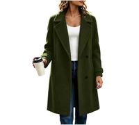 LIUYUYOUGO Abrigo De Invierno Para Mujer De Mezcla De Lana Con Solapa De Muesca Estilo Gabardina De Un Solo Botón Abrigo Tipo Chaquetón Informal Holgado Cálido De Longitud Media Abrigo Largo Para