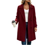 LIUYUYOUGO Abrigo De Invierno Para Mujer De Mezcla De Lana Con Solapa De Muesca Estilo Gabardina De Un Solo Botón Abrigo Tipo Chaquetón Informal Holgado Cálido De Longitud Media Abrigo Largo Para