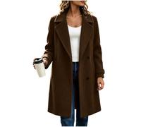 LIUYUYOUGO Abrigo De Invierno Para Mujer De Mezcla De Lana Con Solapa De Muesca Estilo Gabardina De Un Solo Botón Abrigo Tipo Chaquetón Informal Holgado Cálido De Longitud Media Abrigo Largo Para