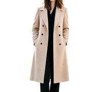 LIUYUYOUGO Abrigo Largo De Lana Para Mujer Otoño/Invierno Con Solapa De Muesca Doble Botonadura Gabardina Chaquetón Elegante Chaqueta Larga Tipo Blazer Con Bolsillos Abrigo De Oficina Para Mujer