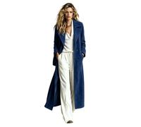 LIUYUYOUGO Abrigo Largo De Mujer De Imitación De Ante Estilo Gabardina Con Solapa De Muesca Doble Botonadura Abrigo Corto Estilo Vintage Corte Ajustado Chaqueta Maxi De Ante Con Bolsillos Ideal Par
