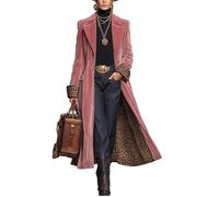 LIUYUYOUGO Abrigo Largo De Terciopelo para Mujer Gabardina con Bloques De Color Forro De Leopardo Puños Chaqueta Tipo Blazer De Terciopelo Elegante Entallado Solapa De Muesca Maxi Abrigo Ropa De AB