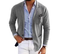 LIUYUYOUGO Americana Hombre,Blazers para Hombre Blazer Elegante Informal De Corte Entallado De Punto Elegante Cárdigan De Dos Botones Chaqueta De Punto Abrigo Deportivo De Manga Larga Chaquetas De