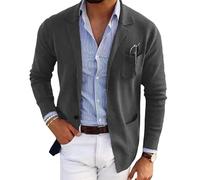 LIUYUYOUGO Americana Hombre,Blazers para Hombre Blazer Elegante Informal De Corte Entallado De Punto Elegante Cárdigan De Dos Botones Chaqueta De Punto Abrigo Deportivo De Manga Larga Chaquetas De