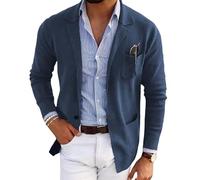 LIUYUYOUGO Blazers Hombre, Blazers para Hombre Blazer Elegante Informal De Corte Entallado De Punto Elegante Cárdigan De Dos Botones Chaqueta De Punto Abrigo Deportivo De Manga Larga Liso Chaquetas