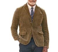 LIUYUYOUGO Blazers Hombre Chaqueta Blazer De Pana para Hombre Chaqueta De Traje Vintage A Medida Abrigo Deportivo De Corte Regular con Solapa De Pico Chaquetas Clásicas De Pana De Dos Botones Elega