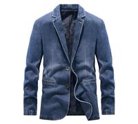 LIUYUYOUGO Blazers Hombre Chaqueta Vaquera para Hombre Chaqueta Vaquera Rasgada De Corte Regular Abrigo De Algodón Lavado Chaqueta Deportiva De Dos Botones Chaqueta Vaquera Vintage Punk Prendas De