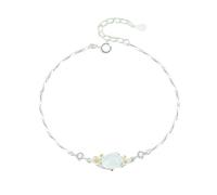 LIUYUYOUGO Bracelet Argent 925 Sterling Pulsera De Plata De Ley 925 Para Mujer Estilo Étnico Oriental Con Doce Dioses De Las Flores Con Incrustaciones De Calcedonia Blanca Ovalada Ajustable Joyerí