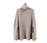 LIUYUYOUGO Chal Mujer Fiesta Poncho De Lana Para Mujer De Talla Grande Cuello Alto Manga Murciélago Suéter Largo De Punto Suave Cachemir Capa Chal Elegante Holgado De Punto Acanalado Ideal Para Ot