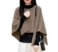 LIUYUYOUGO Chal Mujer Fiesta Suéter Tipo Poncho Para Mujer Cuello Redondo Manga Murciélago Lana Merino Chal Y Chales Moda Aran Punto Cable Capa Jersey Invierno Otoño Grueso Cálido Capa Torcida C