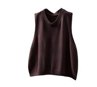 LIUYUYOUGO Chaleco Jersey Mujer Suéter De Mujer Chaleco Cuello Redondo Sin Mangas Suéteres 100% Algodón Camisetas Sin Mangas De Punto Casuales Sueltos Básicos Sólidos Suéteres Top Prendas De P