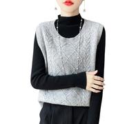 LIUYUYOUGO Chaleco Suéter Chaleco Sin Mangas De Punto De Cable para Mujer Jersey De Punto con Cuello Redondo Camiseta Sin Mangas para Otoño E Invierno Suéteres Gruesos Jersey Elegante con Giro To