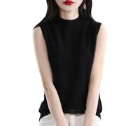 LIUYUYOUGO Chaleco Suéter Suéter De Lana Merino 100% para Mujer Jersey De Punto Sin Mangas con Cuello Alto Jersey De Lana Jersey De Primera Línea Listo para Usar Sin Costuras Suave Y Cálido Jer