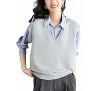 LIUYUYOUGO Chalecos Punto Mujer Chaleco De Punto con Cuello En V Sin Mangas para Mujer Elegante Jersey De Punto De Color Liso Camiseta Sin Mangas para Otoño E Invierno Suave Y Acogedor Chaleco De P