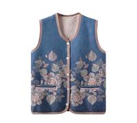 LIUYUYOUGO Chalecos Punto Mujer Suéteres Tipo Cárdigan De Punto para Personas De Mediana Edad Y Mayores Chalecos con Forro Polar Jerséis Sin Mangas Elegantes Chalecos De Punto con Estampado Flora