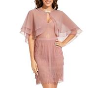 LIUYUYOUGO Chaqueta De Punto Mujer Capa De Gasa para Mujer Elegantes Chales Y Estolas con Lazo para Vestidos De Noche Y Bodas Volantes En Capas Bolero Transparente Cárdigans Estilo Años 20 para No