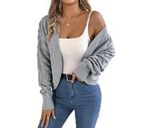 LIUYUYOUGO Chaqueta De Punto Mujer Suéteres Tipo Cárdigan Corto para Mujer Bolero con Mangas Abullonadas Cárdigan Tipo Chal De Crochet con Abertura Frontal Jersey De Punto Chaqueta De Hombro Cort