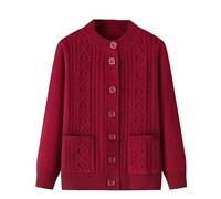 LIUYUYOUGO Chaqueta Punto Mujer,Suéteres De Punto para Personas Mayores Cuello Redondo Cárdigans De Punto Grueso con Cable Aran Suéter Abierto Al Frente para Abuela Abrigo Blusa Informal para Muj