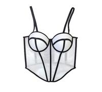 LIUYUYOUGO Corsés Y Bustiers Para Mujer Top De Corsé Con Corpiño De Malla Para Mujer Body Transparente Con Contraste De Color Corsés Sexys Con Tirantes Finos Camisola Push Up Tops Cortos Con Bal