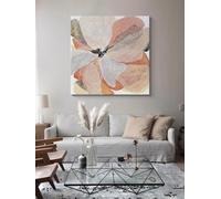 LIUYUYOUGO Cuadro Abstracto Floral Pintado A Mano Al 100% Sobre Lienzo Lienzo Texturizado Con Motivos Botánicos Arte Mural Bohemio Con Flores Rosas Y Naranjas Obra De Arte Para Sala De Estar Dormit