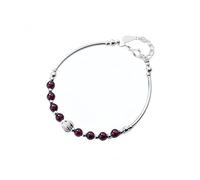 LIUYUYOUGO Pulsera De Granate Natural Para Mujer Plata De Ley 925 Cuentas De Cristal Rojo Dije De Bola Esmerilada Cadena De Eslabones Tubulares Piedra Natal De Enero Regalo De Cumpleaños