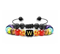 LIUYUYOUGO Pulsera De Piedras Preciosas De Cristal De 7 Chakras Con Difusor De Aceite Esencial De Piedra De Lava Negra Natural Brazalete Con Cuentas Iniciales Y Letra La A A La Z Joyería Para Ho