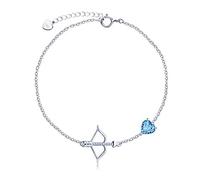 LIUYUYOUGO Pulsera De Plata Pulseras De Plata De Ley 925 Para Mujer Pulsera De Los 12 Signos Del Zodiaco Brazalete De Constelaciones De Circonitas De Corazón Azul Pulseras Ajustables De Moda Joyer