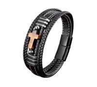 LIUYUYOUGO Pulsera Piedras Naturales Pulsera De Cuero Con Ojo De Tigre Para Hombre Con Dije De Cruz De Piedras Preciosas Naturales Hecha A Mano De Cuerda Tejida Multicapa Para Orar Meditar Y Protege