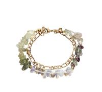 LIUYUYOUGO Pulsera Piedras Naturales Pulsera De Piedras Preciosas Con El Signo Del Zodíaco Para Mujer Pulseras De Piedra Natural Con Chips De Cristal Irregulares Cadena De Eslabones De Doble Capa B