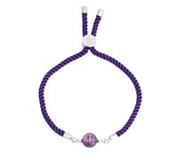 LIUYUYOUGO Pulsera Piedras Naturales,Pulsera Inicial Para Mujer Pulsera De Cristal De Amatista De Piedra Natural Pulsera Con Cuentas De La Letra Az Pulsera De Cuerda De Nailon Ajustable Brazalete Co