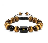 LIUYUYOUGO Pulseras De Cuentas Con Iniciales Para Mujeres Y Hombres Pulsera De Cuentas Con Letras Az Para Parejas 10 Mm Piedra Natural Ojo Tigre Obsidiana Cristal Brazalete Trenzado Hecho A Mano