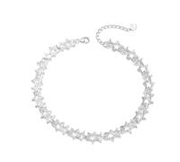 LIUYUYOUGO Pulseras Mujer Pulsera De Estrella De Plata Esterlina Para Mujer Brazalete Ajustable Con Forma De Corazón De Amor Con Tallado Hueco Brillante Brazaletes De Cuentas De Estrellas De Lujo R