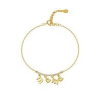 LIUYUYOUGO Pulseras Mujer Pulsera De Mamá En Plata De Ley 925 Con Circonitas Cúbicas Dijes Del Alfabeto Pulseras De Cadena De Eslabones Brazaletes Ajustables Joyería Para Mujeres Regalos De Cumpl