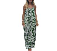 LIUYUYOUGO Vestido Mujer Vestidos De Verano para Mujer Estilo Boho Estampado Sin Espalda Vestido Camisero Vestido Maxi Sin Mangas Elegante Vestido De Playa Fluido con Tirantes Finos Y Lazo En La ESP