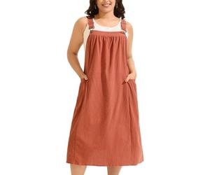 LIUYUYOUGO Vestido Mujer Vestidos Largos De Peto para Mujer Talla Grande Línea A Falda con Tirantes Ajustables Vestido Peto Plisado con Bolsillos Vestido De Verano Sin Mangas Extragrande Verde Mili