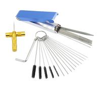LIUZIKUN 1 Juego Completo de Mantenimiento de carburador: 5 cepillos, Llave Inglesa, 10 Herramientas de Afilado de alambres, Kit de Aluminio para vehículos.