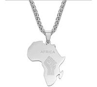 LIUZIXI Collar con Colgante De Mapa De África, Colgante De Cadena Fina con Mapa Étnico Africano con Símbolo De Puño, para Mujeres, Hombres, Encanto De Hip Hop, Joyería De La Amistad, Regalo De
