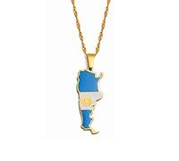LIUZIXI Collar con Colgante De Mapa De Argentina, Colgante Étnico De Mapas De Países Argentinos con Bandera Nacional, para Mujeres, Hombres, Joyería Patriótica, Regalo De Fiesta De Moda, Dorado