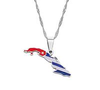 LIUZIXI Collar con Colgante De Mapa De Cuba, Abalorio De Moda, Colgante De Bandera Nacional De Mapas De País Cubano, para Mujeres, Hombres, Joyería Étnica Patriótica, Plat