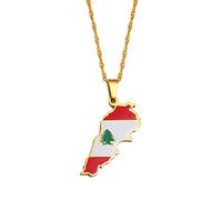 LIUZIXI Collar con Colgante De Mapa De Liban - Encanto Étnico Colgante De Bandera De Mapa del País De Líbano - Joyería De Cadena Fina De Moda De Hip Hop para Hombres Y Mujeres Regalo De Fiesta D