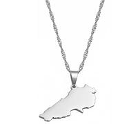 LIUZIXI Collar con Colgante De Mapa De Liban, Encanto Étnico, Colgante De Cadena Fina De Mapa del País De Líbano, para Hombres, Mujeres, Joyería Patriótica Nacional De Moda, Regalo De Fiesta De