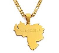 LIUZIXI Collar con Colgante De Mapa De Venezuela - Charm Hip Hop Colgante De Mapa De País Venezolano para Mujeres Y Hombres - Cadena Fina Pulida Joyería De La Amistad Regalo Patriótico, Oro