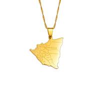 LIUZIXI Collares con Colgante De Nicaragua, Collares con Dijes Étnicos, Joyería Patriótica De La Amistad, con Nombres De Ciudades, Colgante De Mapas De Países De Nicaragua para Mujeres Y Hombres