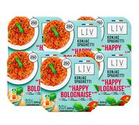 LïV Happy Food - Plato individual Happy Boloñesa con Konjak Sghetti, pasta sin gluten, planta konjak, sin gluten, baja en calorías, 6 x 300 g
